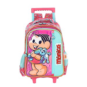 Mochila de Rodinhas Luxcel Turma da Mônica Relevo Pink