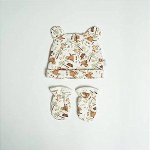 Kit Hug Touca E Luva Camping Verde Musgo