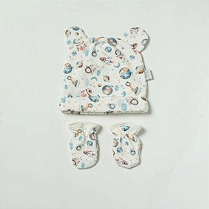 Kit Hug Touca E Luva Espacial Azul Nimbus