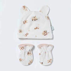 Kit Hug Touca E Luva New Baby Rosa Pêssego