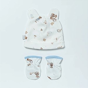 Kit Hug Touca E Luva Sweet Dreams Azul Místico