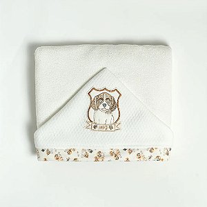 Toalha de Banho Hug Com Capuz Doguinhos 3 Anos Marrom Café