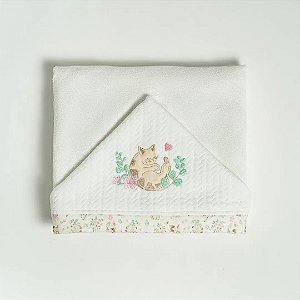 Toalha de Banho Hug Com Capuz Gatinhos 3A Rosa Iogurte