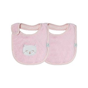 Kit Com 2 Babadores Hug Gatinho Rosa
