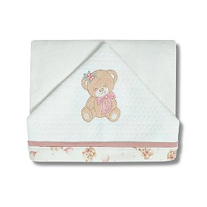 Toalha de Banho Hug Com Capuz Sonho de Ursa Rosa