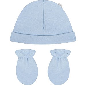 Kit Hug Touca E Luva Hug Encanto Azul Claro