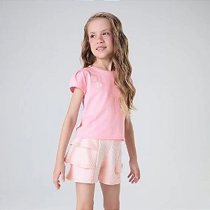 Conjunto Curto Lilica Ripilica Blusa e Short Love Kids Rosa