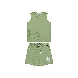 Conjunto Curto Tigor T Tigre Regata e Bermuda Fun Verde