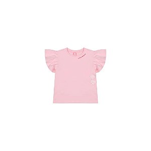 Blusa Camiseta Lilica Ripilica Com Babado Rosa Claro