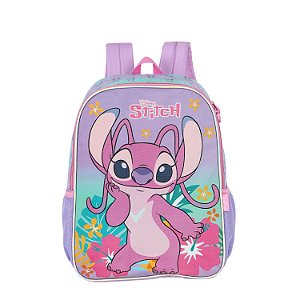 Mochila de Costas Luxcel Stitch Floral Aloha Roxo