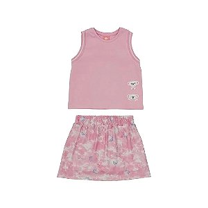 Conjunto Curto Lilica Ripilica Regata Saia New Active Rosa