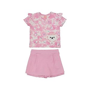 Conjunto Curto Lilica Ripilica Blusa Short Saia Active Rosa