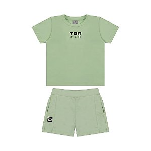 Conjunto Curto Tigor T Tigre Camiseta e Bermuda TGR Verde