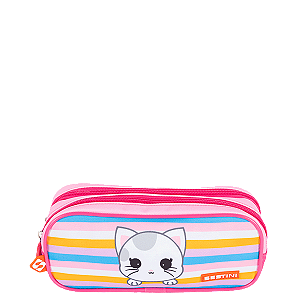 Estojo Escolar Sestini 2 Compartimentos X Kids Cat 4 Rosa