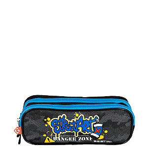 Estojo Escolar Sestini 2 Compartimentos X Grafitti Preto