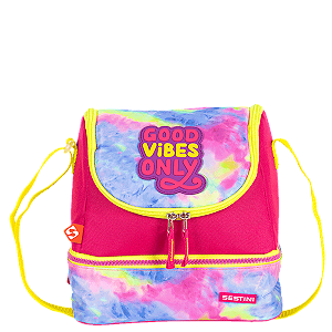 Lancheira Escolar Sestini 2 Comp X Good Vibes Rosa