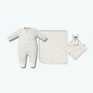 Kit Macacão Cueiro e Naninha Hug Presenteável Jardim Mágico