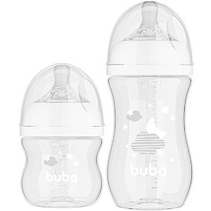 Kit 2 Mamadeiras Buba Easy Flow Nuvem 120-270ML Branco