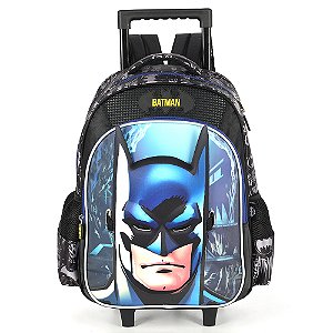 Mochila de Rodinha Com Alça Luxcel Batman Relevo Preto