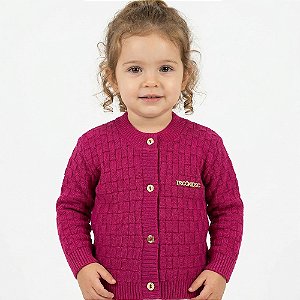 Casaco Transpassado Tricô Kids Rosa Pink
