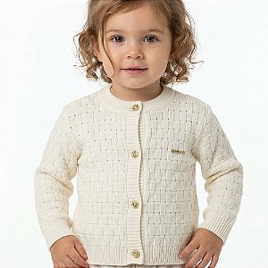 Casaco Transpassado Tricô Kids Pérola Off White