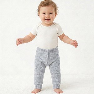Calça Canelada Tricô Kids Bebê Azul Claro