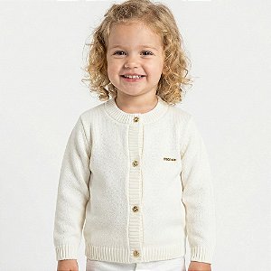 Casaco Liso Tricô Kids Menina Off White Pérola