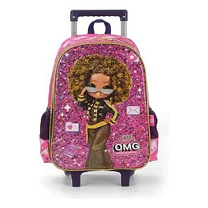 Mochila Rodinhas Sem Alça Luxcel Lol OMG Rosa