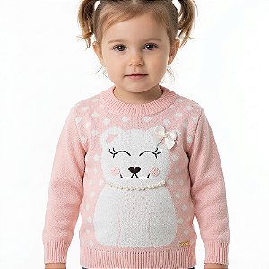 Blusa Ursinho Tricô Kids Divertida Salmão