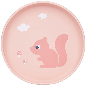 Pratinho de Silicone Buba Com Ventosa Cloudy Esquilo Rosa