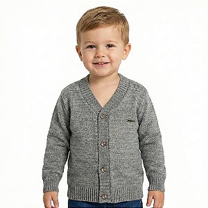 Casaco Liso Tricô Kids Menino Cinza Claro