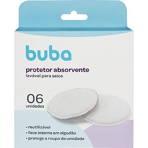 Kit 6 Protetores de Seio Buba Absorventes Laváveis Branco