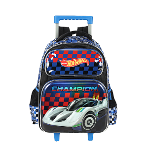 Mochila de Rodinhas Com Alça Luxcel Hot Wheels Champion Azul