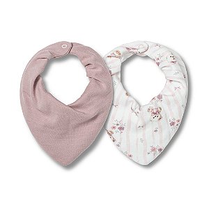 Kit Com 2 Babadores Hug Bandana Quarto De Sofia Rosa