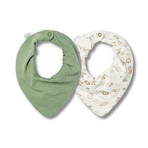Kit Com 2 Babadores Hug Bandana Diversão Na Selva Verde