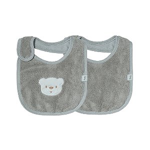 Kit Com 2 Babadores Hug Urso Cinza
