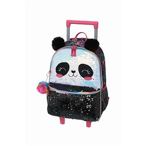Mochila de Rodinhas Pacific Com Alça Pack Me Panda Preto