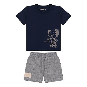 Conjunto Curto Tigor T Tigre Camiseta e Bermuda Supply Azul
