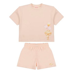 Conjunto Curto Lilica Ripilica Blusa e Short Fun Kids Coral