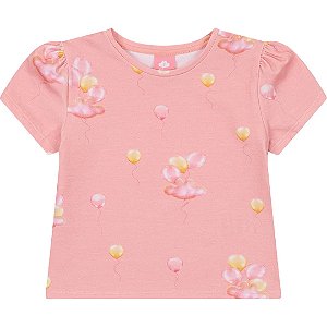 Blusa Manga Curta Lilica Ripilica Balão Rosa