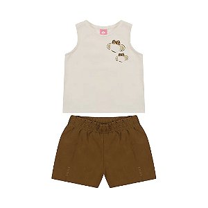 Conjunto Curto Lilica Ripilica Regata e Short Marrom