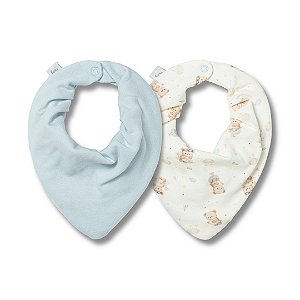 Kit Com 2 Babadores Hug Bandana Terra De Aventuras Azul