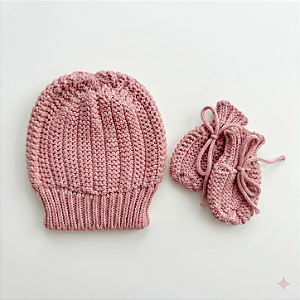 Kit Touca e Luva Tricô Kids Rose