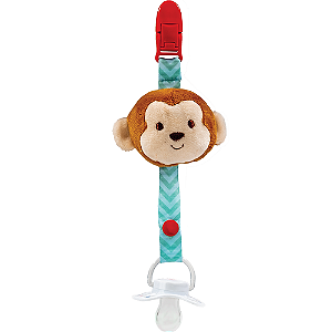 Prendedor de Chupeta Buba Macaco Animal Fun Verde e Marrom