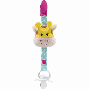 Prendedor de Chupeta Girafinha Animal Fun Buba Amarelo