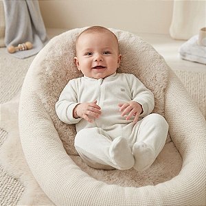 Macacão Longo Com Zíper Hug Fleece Luxo Bege