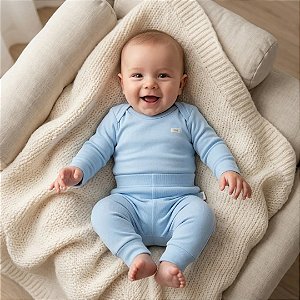 Conjunto de Body Hug Longo de Inverno Fleece Luxo Azul