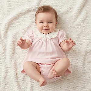 Vestido Com Gola Hug Jardim da Aurora Com Calcinha Rosa