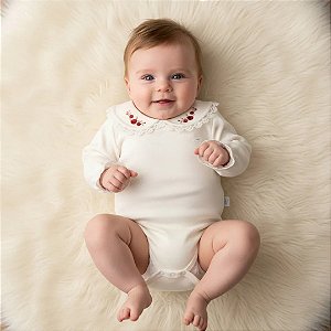 Body Longo Hug Com Gola Bordada Off White