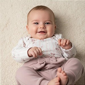 Conjunto de Body Hug Longo Calça Clochard Rosa Pêssego